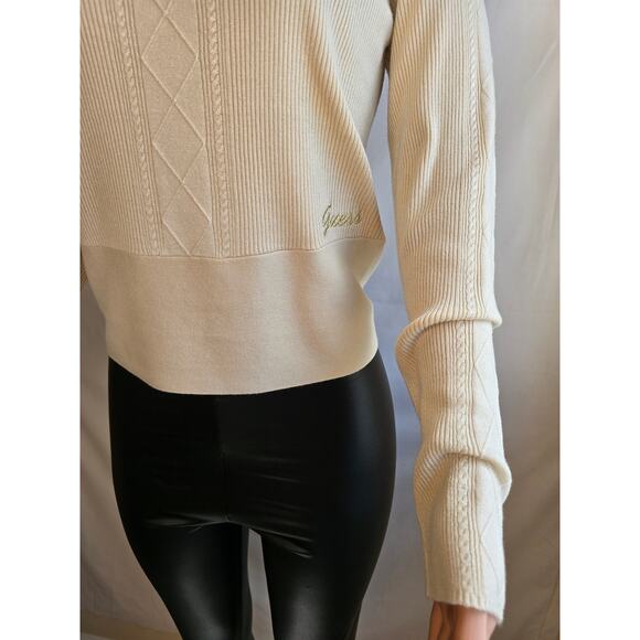 Guess Meilody Long Sleeve Sweater Vanilla Blush Sz L - Picture 2 of 10